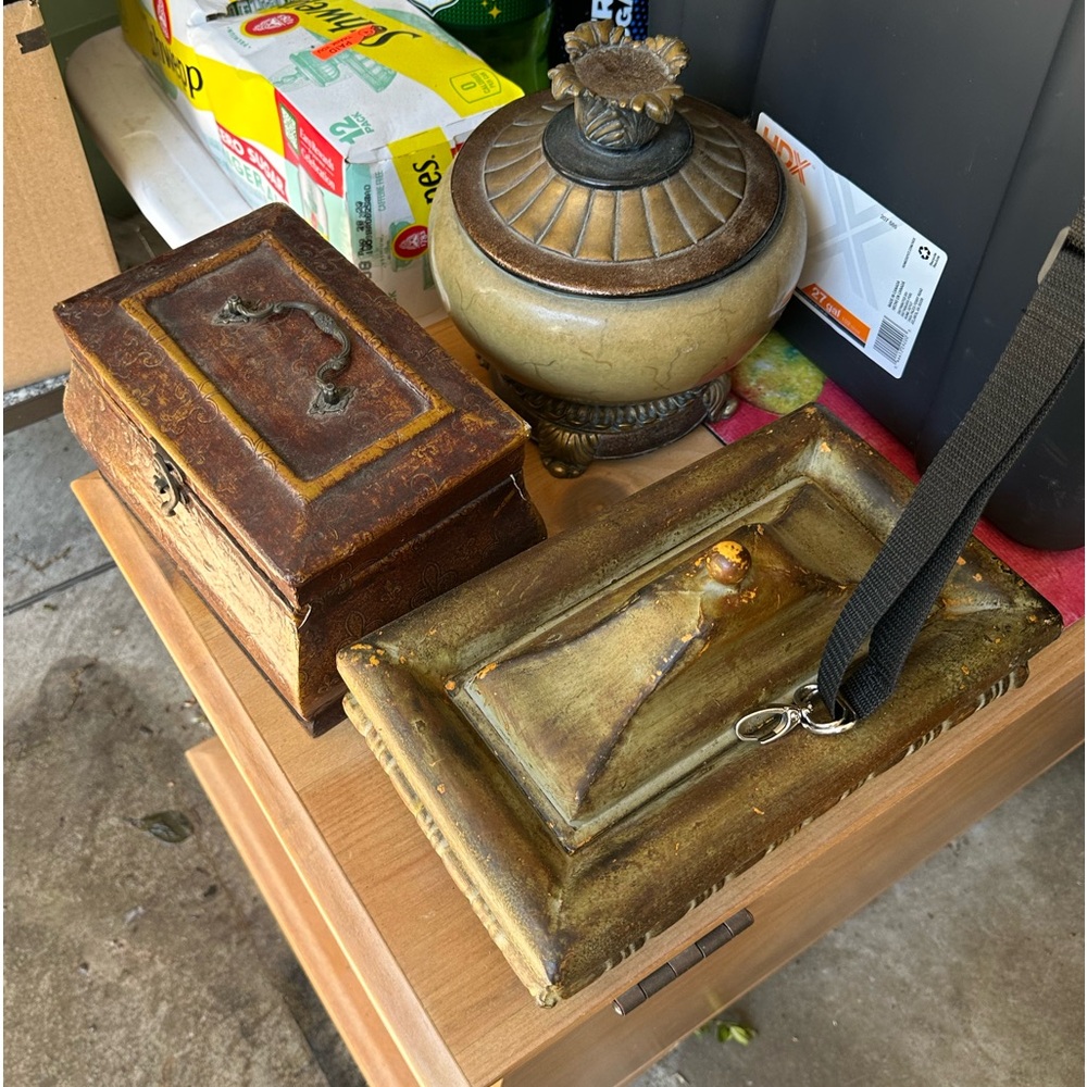 Vintage Decorative Box Set - Brown and Gold